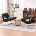 2 Chairs In 1 Box, Upholstered Hanging Armchair With Arm Pocketsmetal Frame, Gold Plated Craftsman, Crushed Foam Cushions And Skin Friendly Woven Fabric For Living Room And Bedroom. Dark Gray Dark Gray Metal
