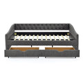 Queen Size Daybed With Drawers Upholstered Tufted Sofa Bed,With Button On Back And Copper Nail On Waved Shape Arms 84.5