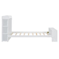 Twin Size Platform Bed With Built In Shelves, Led Light And Usb Ports, White White Mdf Lvl