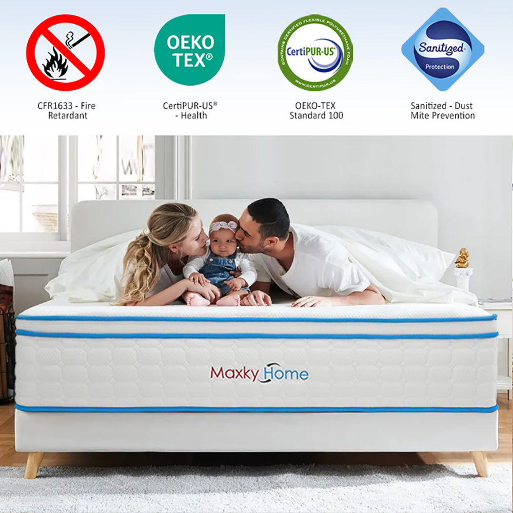 12 Inch Queen Mattress With Pillows, Gel Memory Foam Mattress Bed In A Box, Twin Bed Mattress Individual Pocket Springs Motion Isolation, Medium Firm, Queen Box Spring Required Queen White Bedroom Luxury Open Frame Memory Foam Polyester Foam Spring