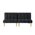 Corduroy Fabric, Wooden Legs Convertible Sofa Bed Color:Black Black Corduroy 3 Seat