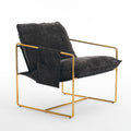 2 Chairs In 1 Box, Upholstered Hanging Armchair With Arm Pocketsmetal Frame, Gold Plated Craftsman, Crushed Foam Cushions And Skin Friendly Woven Fabric For Living Room And Bedroom. Dark Gray Dark Gray Metal