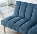Corduroy Fabric, Wooden Legs Convertible Sofa Bed Color:Blue Blue Corduroy 3 Seat