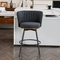 Set Of 2 Gray Swivel Bar Stools High Back, Adjustable, Upholstered With Elegant Metal Back Accents For Kitchen, Bar, Or Dining Room Dark Gray Metal