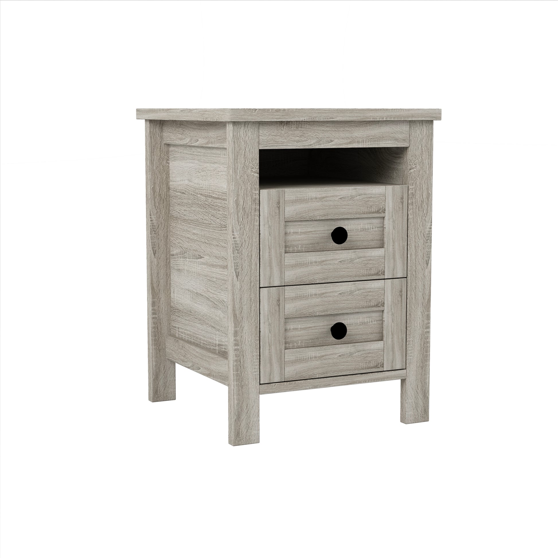 3 Pieces Bedroom Sets Full Size Farmhouse Platform Bed With Double Sliding Door Storage Headboard And Charging Station, Storage Nightstand And Dresser, Antique Gray Full Antique Gray 3 Piece Set Particle Board