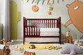 5 In 1 Convertible Crib, Converts From Baby Crib To Toddler Bed, Fits Standard Full Size Crib Mattress ,Easy To Assemble 53*29*9 Inches Cherry Cherry Classic Pine Wood