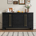 Wood Traditional Style Sideboard With Adjustable Shelves And Gold Handles For Kitchen, Dining Room And Living Room Black Black Mdf