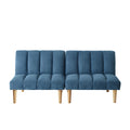 Corduroy Fabric, Wooden Legs Convertible Sofa Bed Color:Blue Blue Corduroy 3 Seat