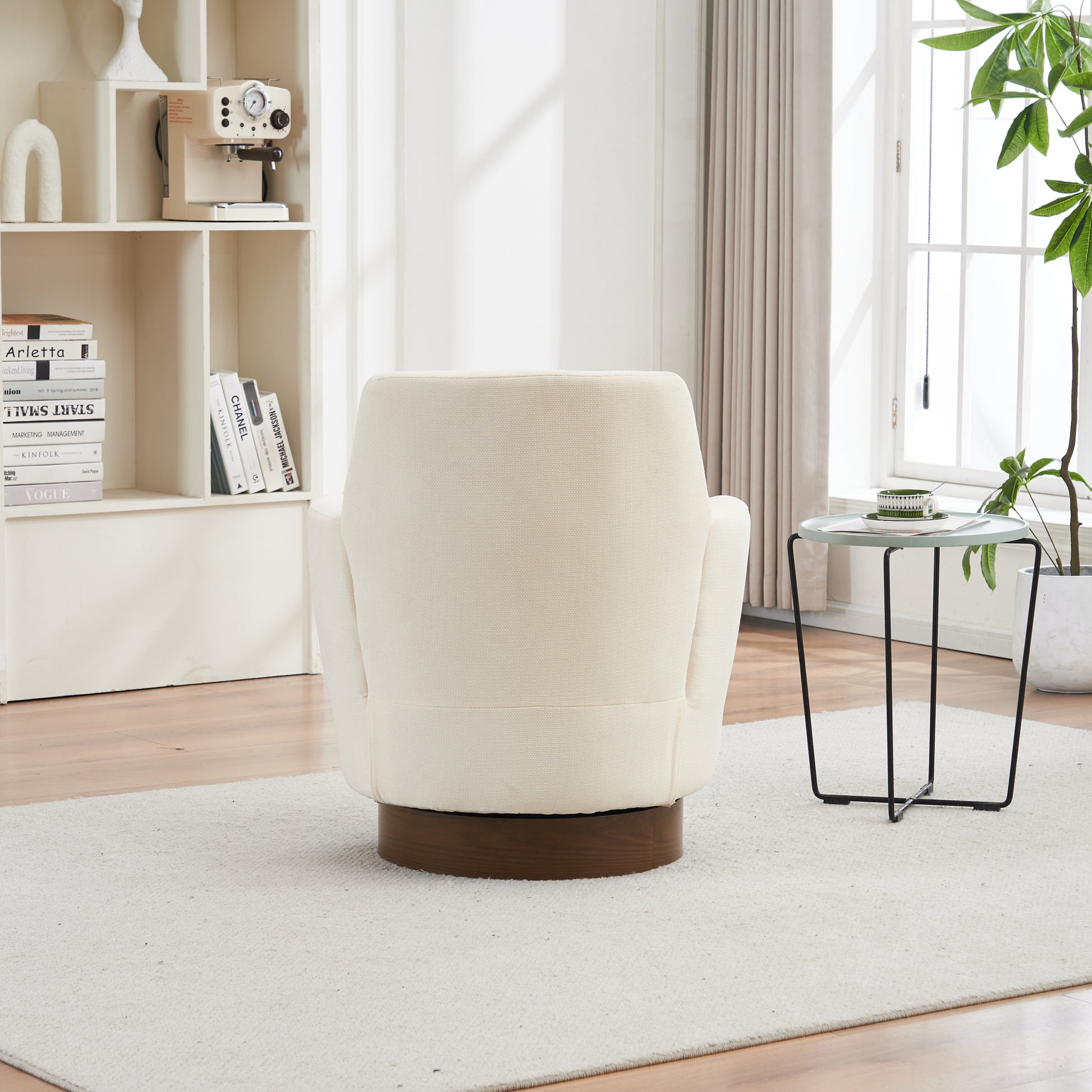 Polyester Swivel Barrel Chair, Swivel Accent Chairs Armchair For Living Room, Reading Chairs For Bedroom Comfy, Round Barrel Chairs With Gold Stainless Steel Base Beige Beige Primary Living Space American Design Foam Polyester