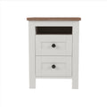 3 Pieces Bedroom Sets Queen Size Farmhouse Platform Bed With Double Sliding Door Storage Headboard, Storage Nightstand And Dresser, White Brown Queen White 3 Piece Set Particle Board