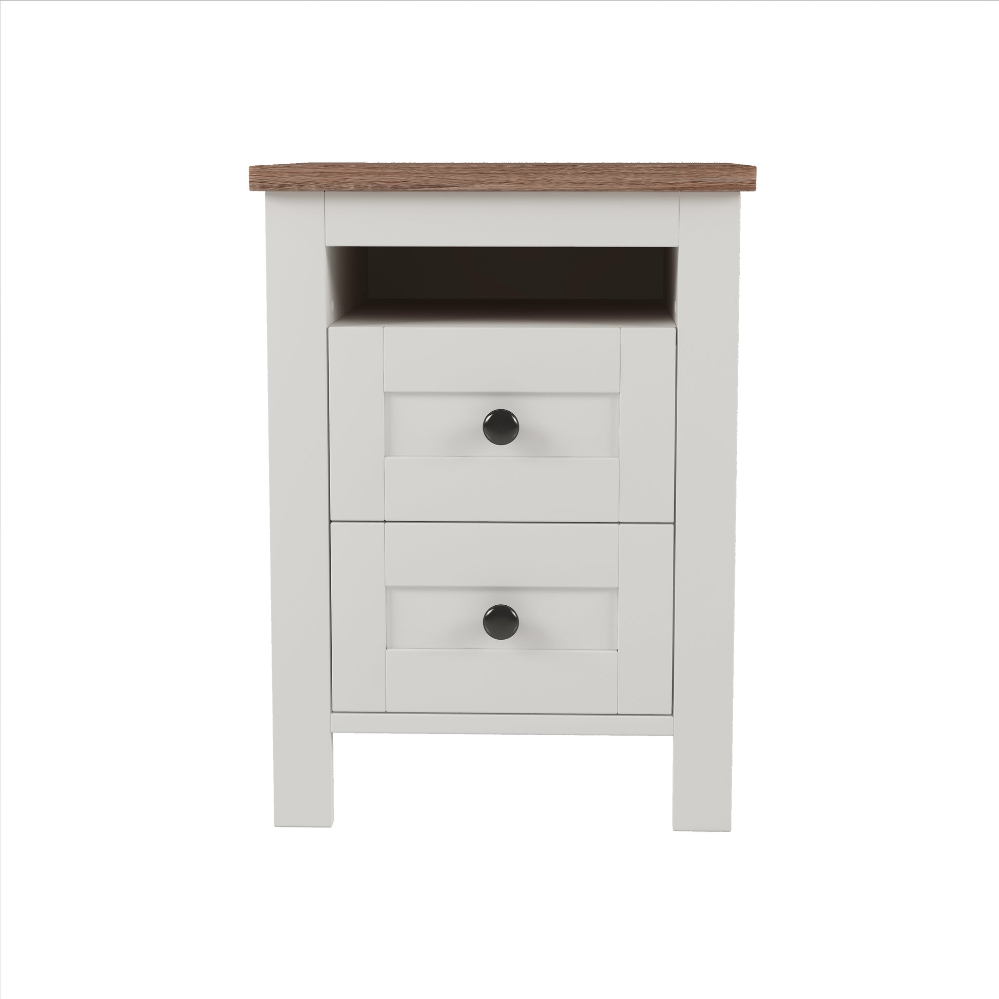 3 Pieces Bedroom Sets Full Size Farmhouse Platform Bed With Double Sliding Door Storage Headboard And Charging Station, Storage Nightstand And Dresser, White Brown Full White 3 Piece Set Particle Board