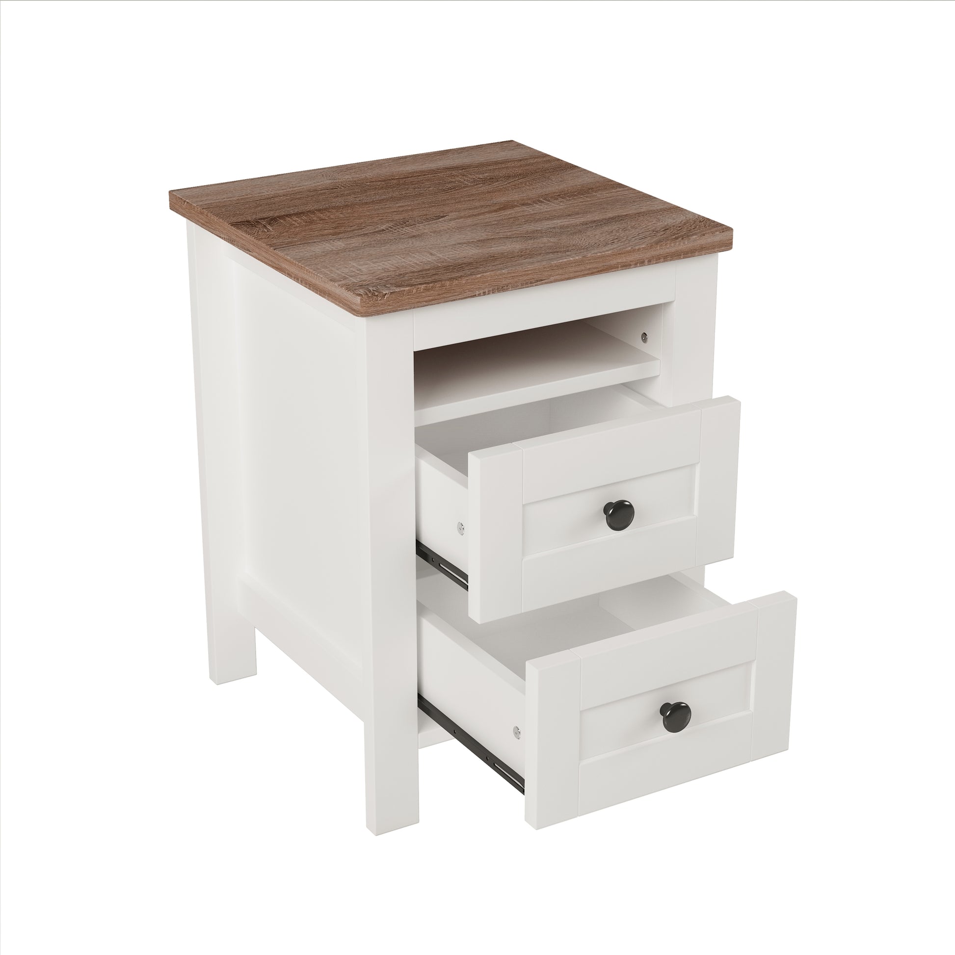 3 Pieces Bedroom Sets Queen Size Farmhouse Platform Bed With Double Sliding Door Storage Headboard, Storage Nightstand And Dresser, White Brown Queen White 3 Piece Set Particle Board