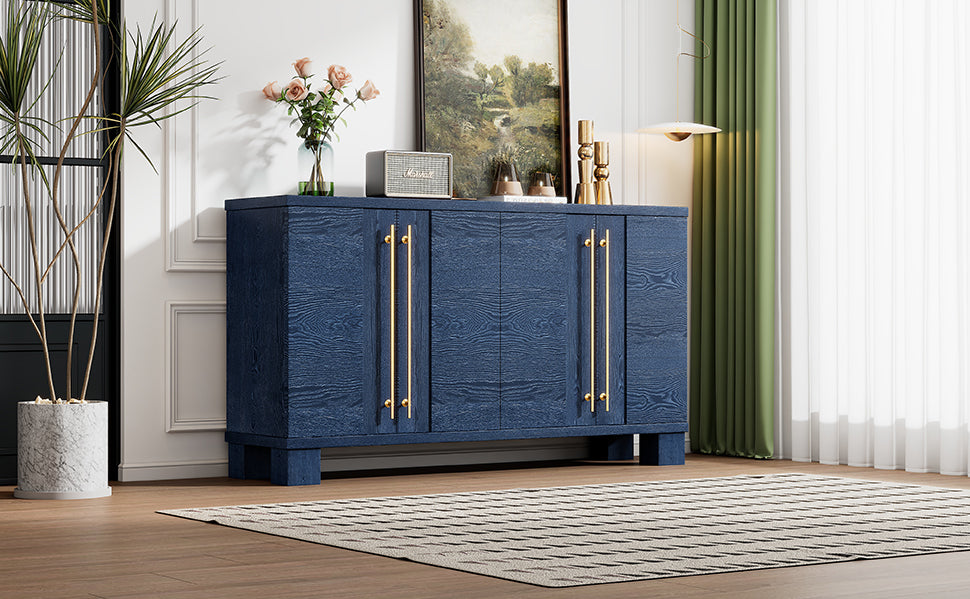 Wood Traditional Style Sideboard With Adjustable Shelves And Gold Handles For Kitchen, Dining Room And Living Room Antique Navy Antique Navy Mdf