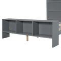 Full Size Platform Bed With Built In Shelves, Led Light And Usb Ports, Gray Gray Mdf Lvl