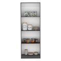 Vinton Bookcase With Spacious Tier Shelving Design, Matt Gray White Multicolor Particle Board Pine