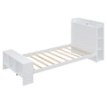 Twin Size Platform Bed With Built In Shelves, Led Light And Usb Ports, White White Mdf Lvl