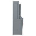 Queen Size Murphy Bed Wall Bed With Closet And Drawers,Gray Gray Mdf Lvl