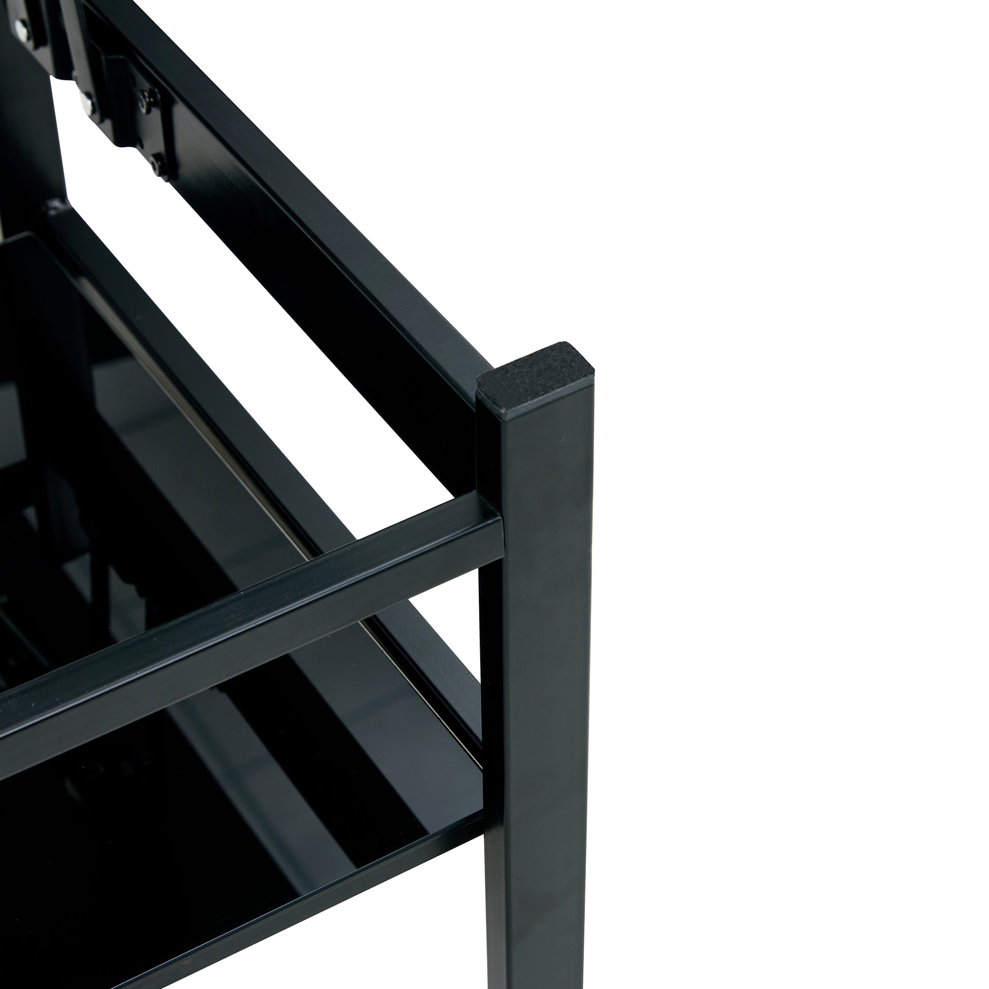 Glass Lift Top Coffee Table, Modern Simple 2 Layer Tempered Glass Coffee Table For Living Room, Black Black Glass Metal