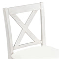 5 Pieces Counter Height Rustic Farmhouse Dining Room Wooden Bar Table Set With 4 Chairs, White White Wood Dining Room Solid Wood Rubberwood Rectangular Dining Table With Chair Upholstered Chair Wood White Solid Back Seats 4 4 Leg Foam Solid Wood