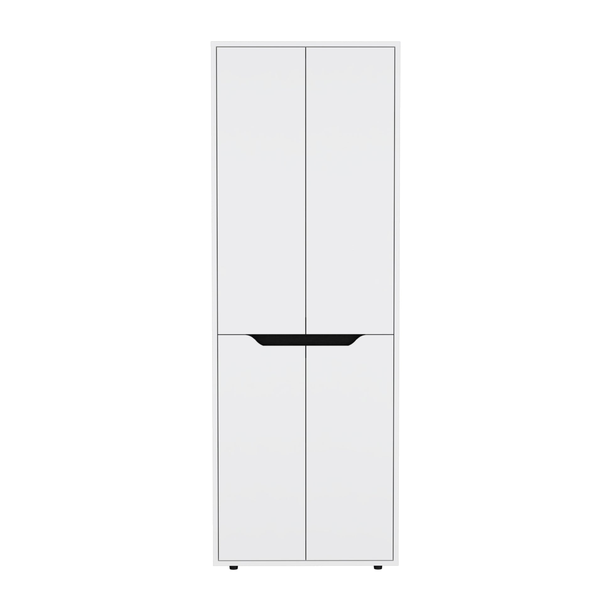 67"H Kitchen Storage Cabinet, With Four Doors And Five Interior Shelves,White Black White Black Particle Board Pine