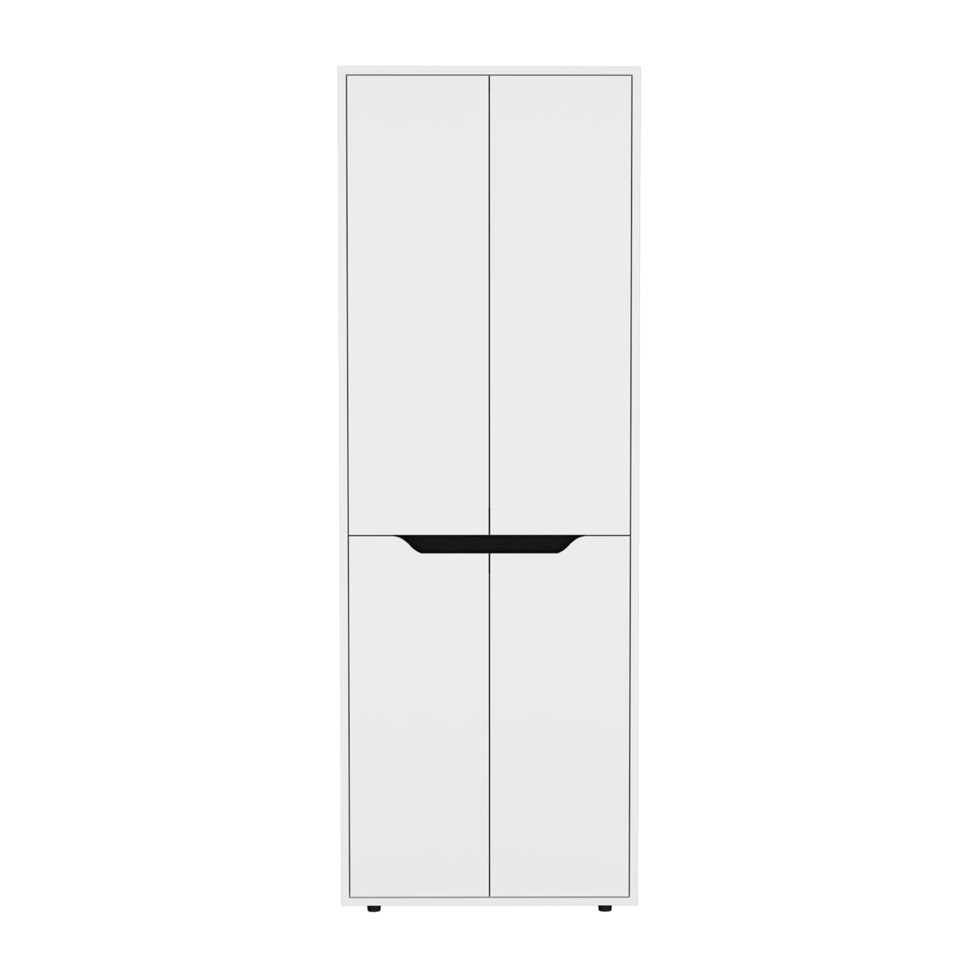 Depot E Shop Atka 67"H Kitchen Storage Cabinet, With Four Doors And Five Interior Shelves,White Black White Black Particle Board Pine