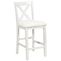 5 Pieces Counter Height Rustic Farmhouse Dining Room Wooden Bar Table Set With 4 Chairs, White White Wood Dining Room Solid Wood Rubberwood Rectangular Dining Table With Chair Upholstered Chair Wood White Solid Back Seats 4 4 Leg Foam Solid Wood