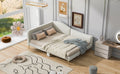 Full Size Upholstered Daybed With Headboard And Armrest, Support Legs, Beige Box Spring Not Required Full Beige Wood Daybeds Linen Upholstered