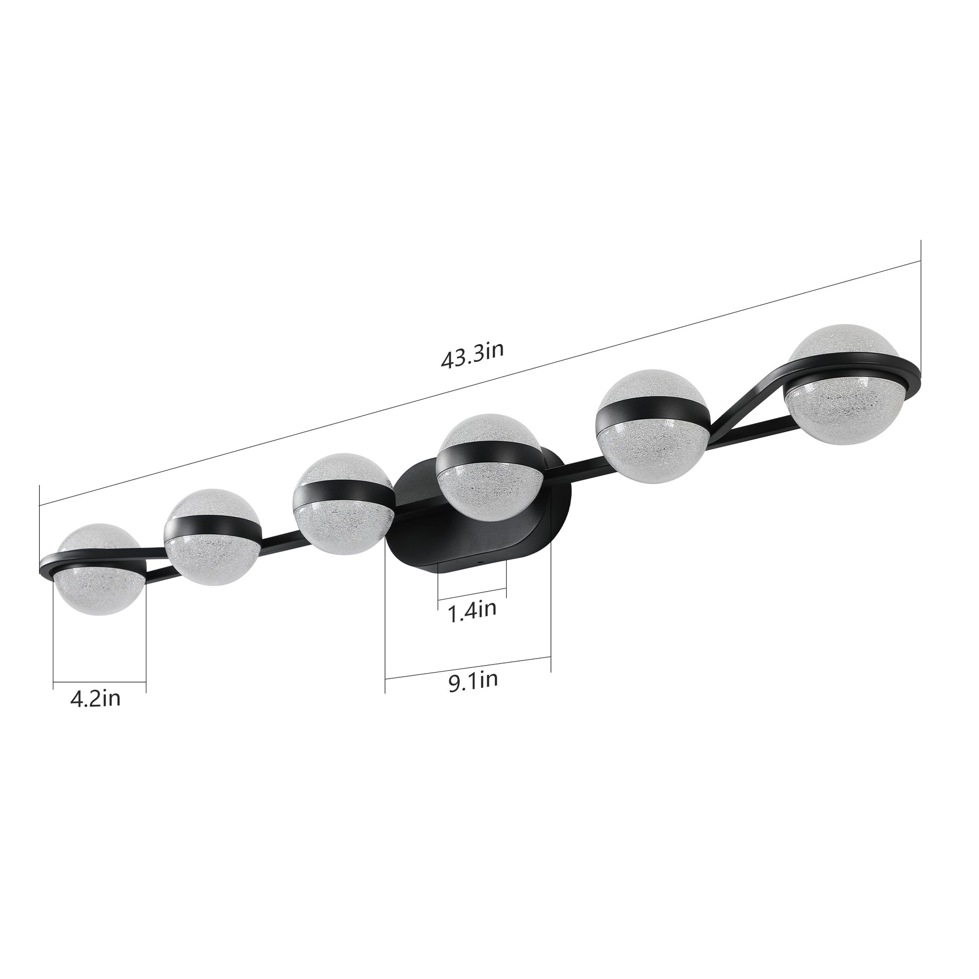 Vanity Lights With 6 Led Bulbs For Bathroom Lighting Black Black Modern Acrylic