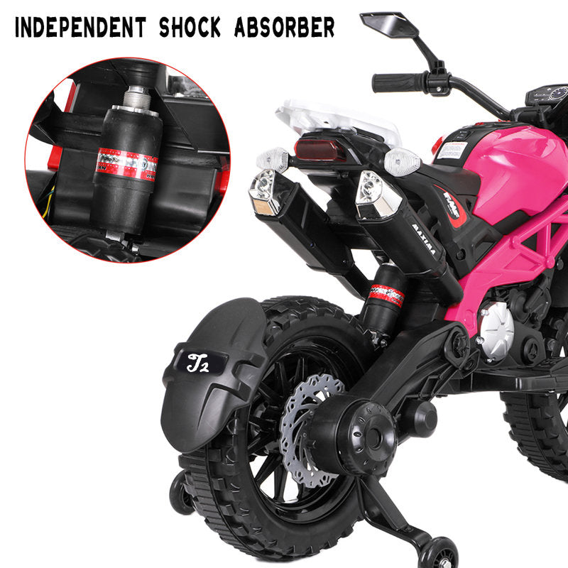 Electric Motorcycle For Kids, Kids Ride On Motorcycle, Tamco 12V Electric Dirt Bike With Training Wheels, Hand Racing Foot Brake,Pu Seat, Ride On Motorcycle For 3 6 Years Boys Girls Gift Pink 50 99 Lbs 5 To 8 Years Plastic