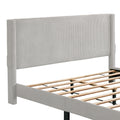 Corduroy Velvet Queen Footboard Drawer Storage Upholstered Wingback Bed No Box Spring Require Gray Box Spring Not Required Queen Gray Wood Espresso Bedroom American Design,Casual,Contemporary,Cute,Modern Rubberwood Bed Frame Fiber Foam And Polyester