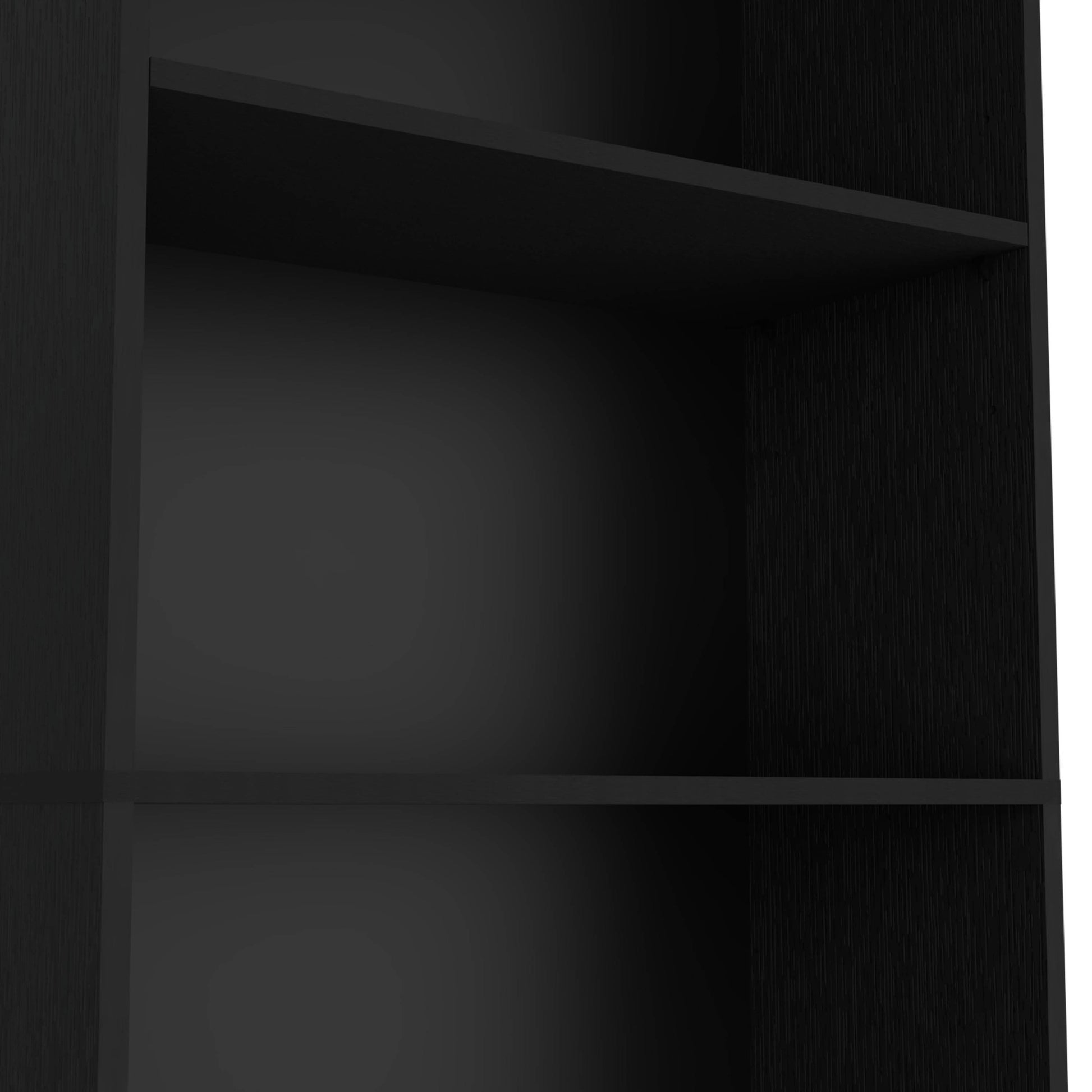 Vinton 4 Tier Bookcase With Modern Storage For Books And Decor, Black Black Particle Board Pine