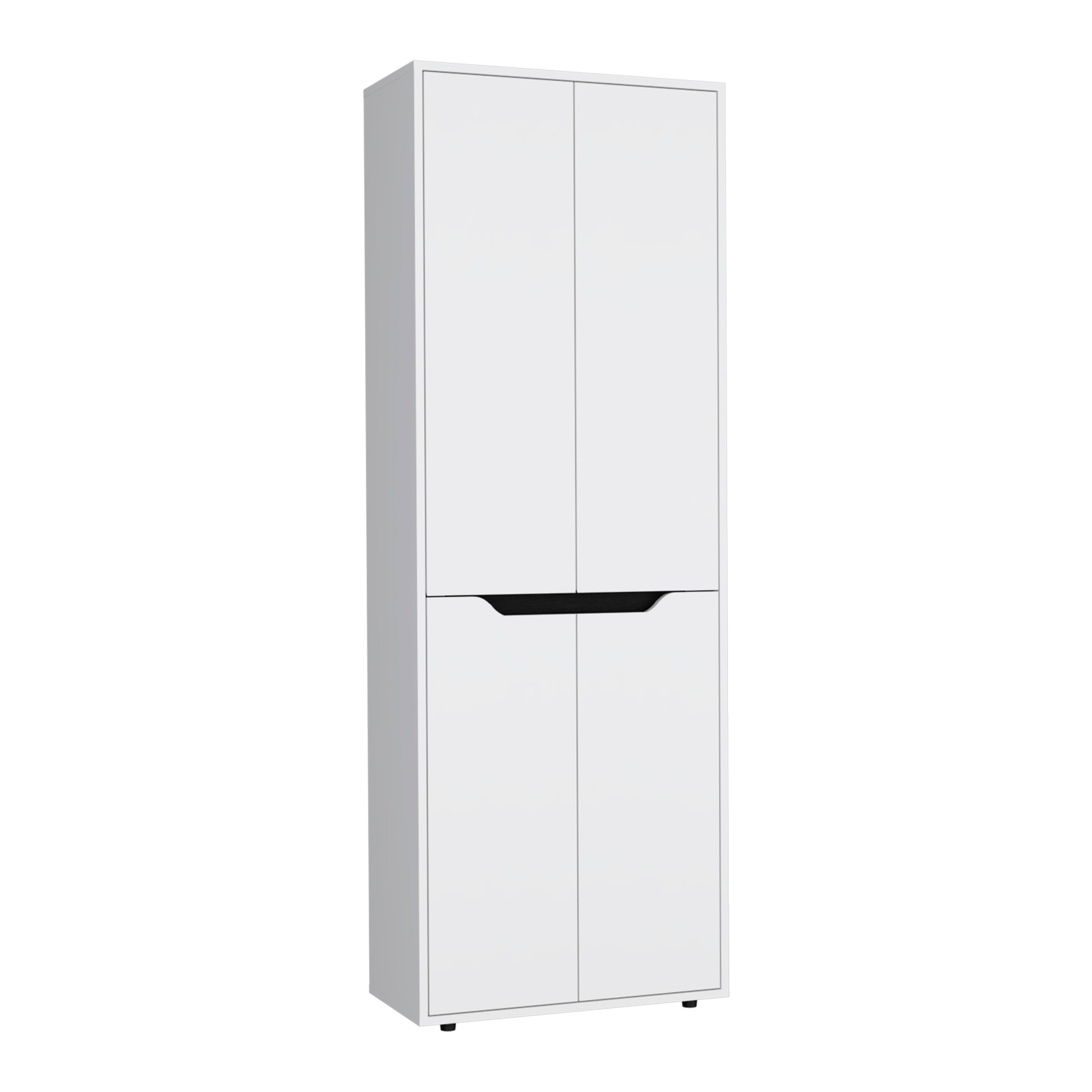 Depot E Shop Atka 67"H Kitchen Storage Cabinet, With Four Doors And Five Interior Shelves,White Black White Black Particle Board Pine