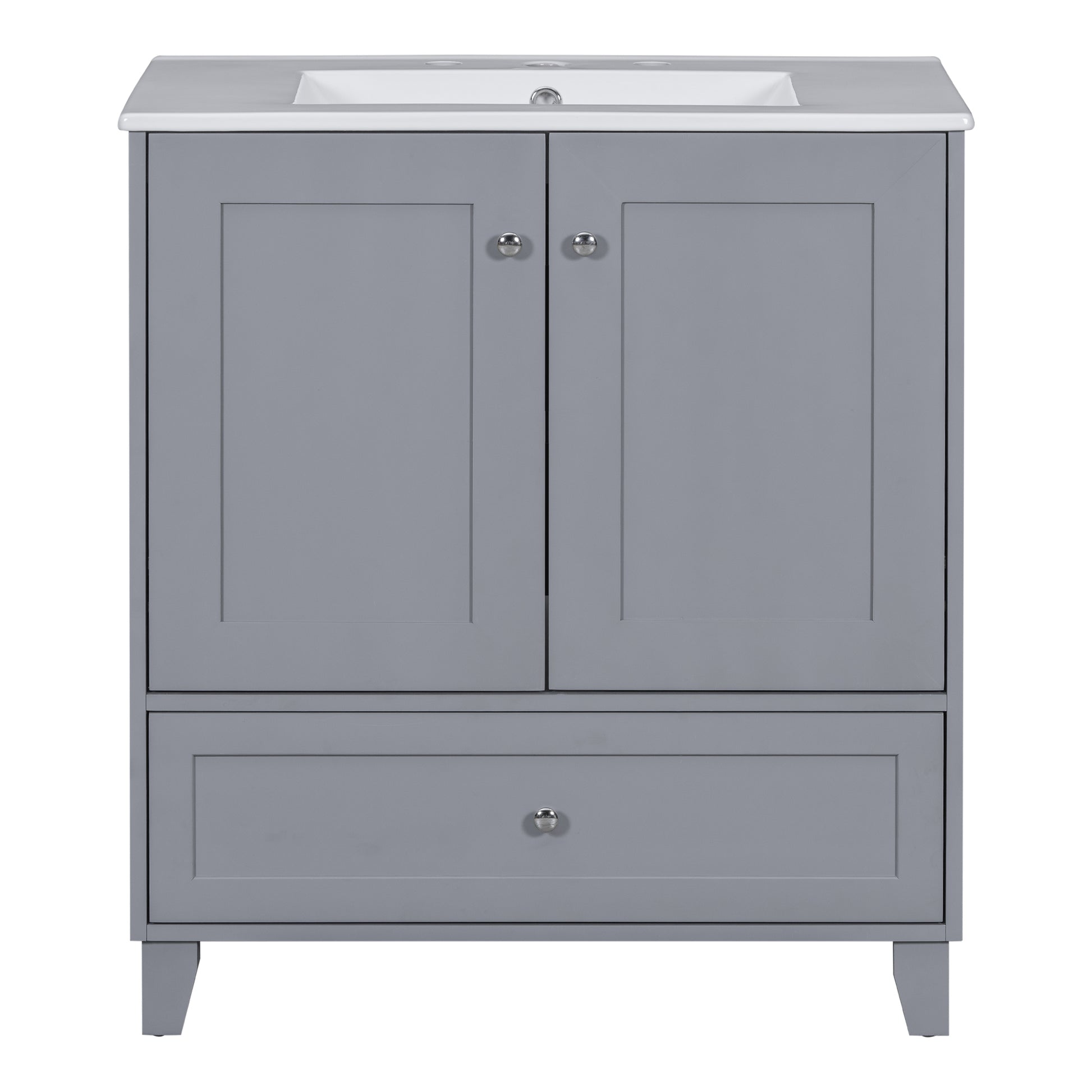 30" Premium Bathroom Vanity Set With Ceramic Sink And Large Storage Space Ideal For Small Bathrooms Blue Gray Bathroom Solid Wood Mdf