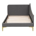 Twin Size Upholstered Daybed With Headboard And Armrest, Support Legs, Grey Box Spring Not Required Twin Grey Wood Daybeds Linen Upholstered