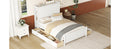 Full Size Platform Bed With Drawers And Storage Shelves, White Antique White Solid Wood Mdf
