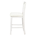 5 Pieces Counter Height Rustic Farmhouse Dining Room Wooden Bar Table Set With 4 Chairs, White White Wood Dining Room Solid Wood Rubberwood Rectangular Dining Table With Chair Upholstered Chair Wood White Solid Back Seats 4 4 Leg Foam Solid Wood