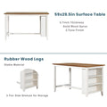 5 Pieces Counter Height Rustic Farmhouse Dining Room Wooden Bar Table Set With 4 Chairs, White White Wood Dining Room Solid Wood Rubberwood Rectangular Dining Table With Chair Upholstered Chair Wood White Solid Back Seats 4 4 Leg Foam Solid Wood