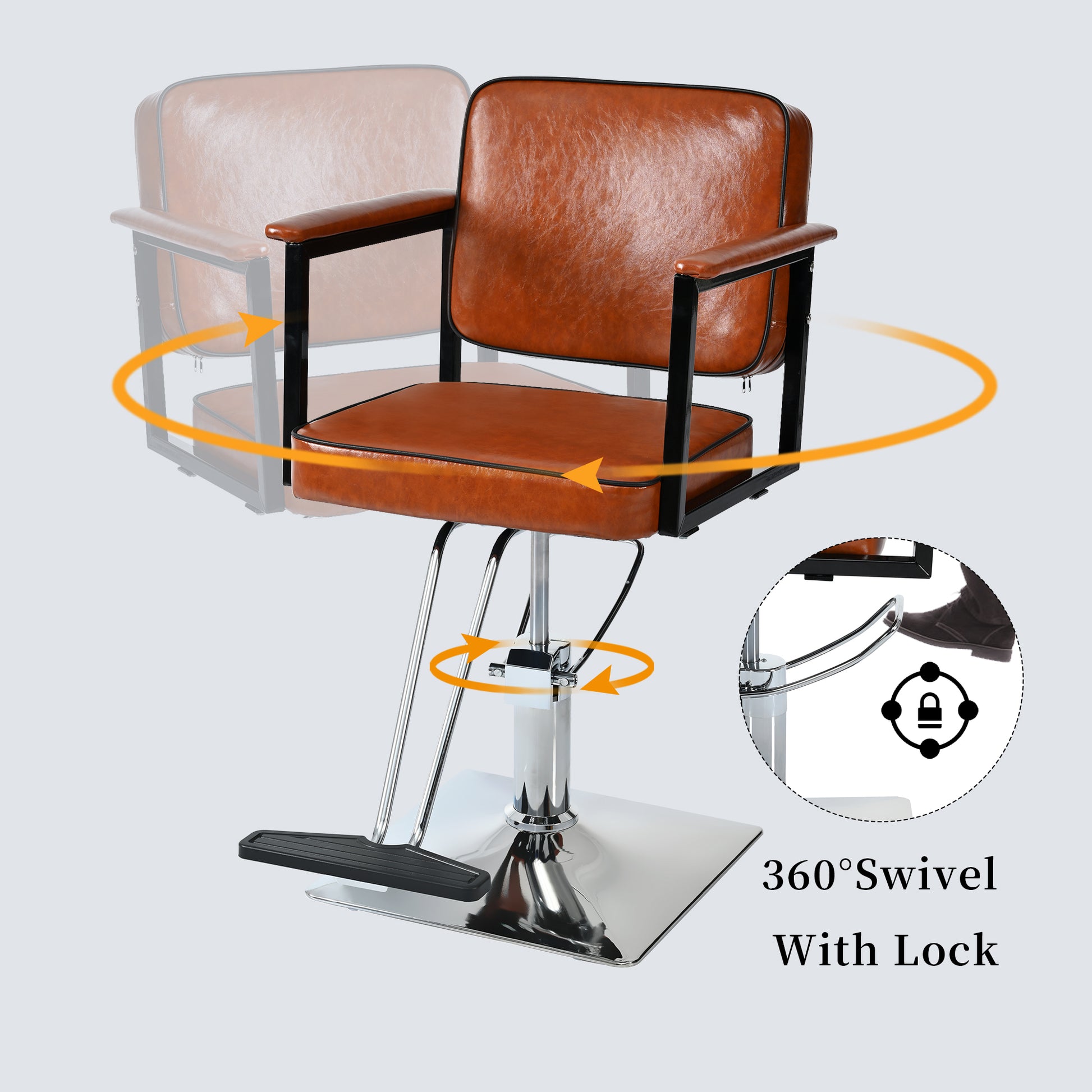 Classic Barber Chair,Styling Salon Chair With Hydraulic Pump Swivel Barber Chair,For Beauty Salon Spa Equipment,Brown Brown Metal