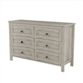 Retro Farmhouse Style Wooden Dresser With 6 Drawer, Storage Cabinet For Bedroom, Anitque Gray Antique Gray Particle Board