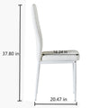 White Modern Minimalist Dining Chair Fireproof Leather Sprayed Metal Pipe Diamond Grid Pattern Restaurant Home Conference Chair Set Of 6 White Pu
