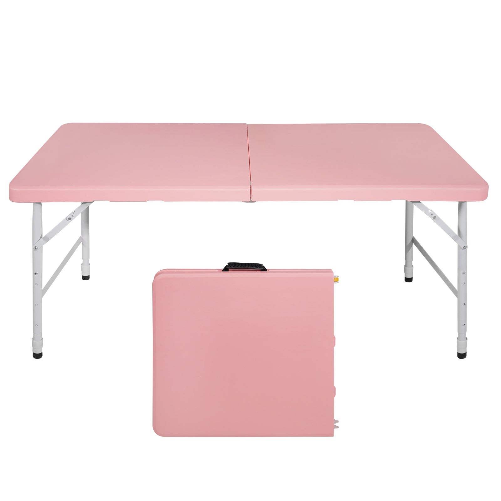 4Ft Pink Portable Folding Table Indoor&Outdoor Maximum Weight 135Kg Foldable Table For Camping Pink Garden & Outdoor Iron Plastic