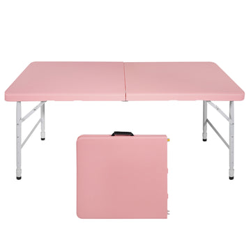 4Ft Pink Portable Folding Table Indoor&Outdoor Maximum Weight 135Kg Foldable Table For Camping Pink Garden & Outdoor Iron Plastic