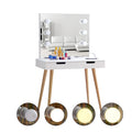 Wooden Vanity Table Makeup Dressing Desk With Led Light,Dressing Table With Usb Port,White White Solid Wood Mdf