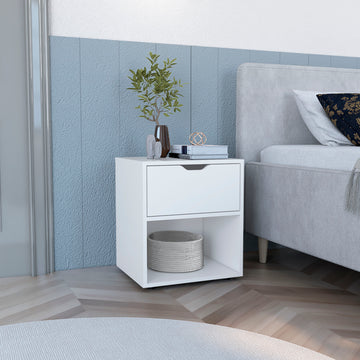 Depot E Shop Adak 19.7" H Nightstand End Table With Open Shelf,White White Particle Board Pine