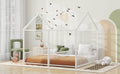 Metal Twin Size House Platform Beds, Two Shared Beds, White Box Spring Not Required Twin Antique White Metal Bedroom Metal