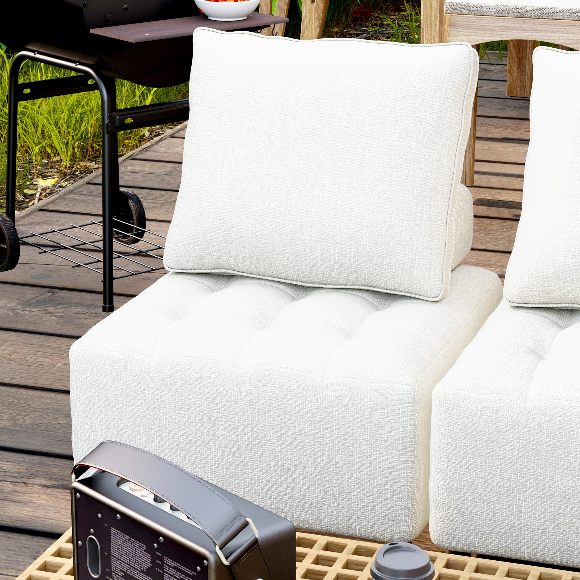Outdoor Modular Sofa, With Aluminum Structure, Support Cushion And Back Cushion Cover Removable, Fade Resistant, Waterproof Sofa Cover Included,Beige The Ratebased On A Single Piece 2Unit Beige Aluminium 2 Seat