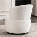 White Plush Swivel Accent Chair Contemporary Round Armchair With 360 Rotation And Metal Base For Living Room Elegance White Teddy Teddy