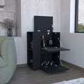 Tully Bar Cart Two Pull Down Door Cabinets And Two Open Shelves,Black Black Particle Board Pine