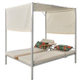 Outdoor Patio Sunbed Daybed With Cushions, Adjustable Seats Beige Steel