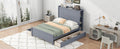 Full Size Platform Bed With Drawers And Storage Shelves, Gray Gray Solid Wood Mdf
